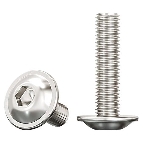 Vis à Tête Bombée avec Bride,M8x30mm Boulons à Six Pans Creux Acier Inoxydable A2 V2A Vis de Serrure pour Les Connexions Mécaniques,10 Pièces (1/5)