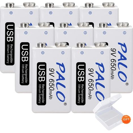Batterie rechargeable 9V, capacité de 650mAh, compatible Micro USB, 8pcs (1/2)