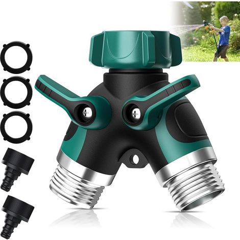 Distributeur Arrosage 2 Voies 3/4" Raccord Tuyau D\'arrosage Avec Interrupteur de Commande Débit d\'eau réglable et Verrouillable pour Jardin Horticulture, Culture Florale (1/5)