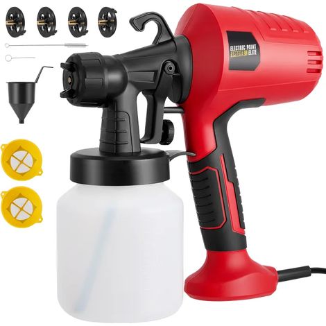 Pistolet à peinture électrique 500 W avec 4 buses et 3 modes de pulvérisation, réservoir de 800 ml, idéal pour les clôtures, les meubles, les murs et les plafonds (avec câble d'alimentation).