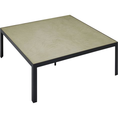 Table basse en Plateau en enduit effet béton et piètement métal noir ORELIA (1/4)