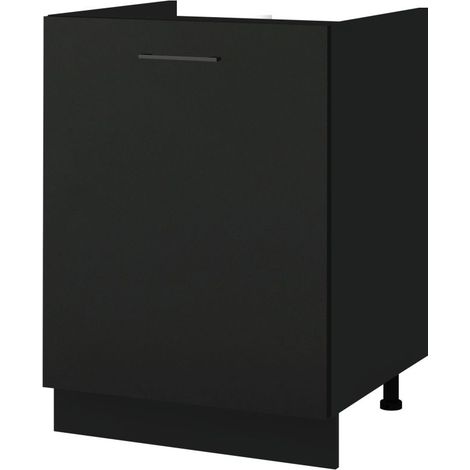 Meuble sous-évier Lovia Noir Mat 1 porte L 60 cm - Porte avec poignée apparente   Black