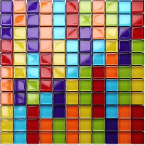 Ilcom mosaico in vetro su rete per bagno e cucina 30cm x 30cm - Long rainbow (1/5)