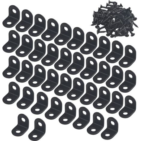 Lot de 40 équerres d angle en L à angle droit à 90 degrés pour meubles en bois armoire tiroir chaise avec 80 vis 20 mm x 20 mm (1/4)