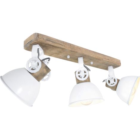 Mexlite - foco - Gearwood - blanco - metal madera de caucho -