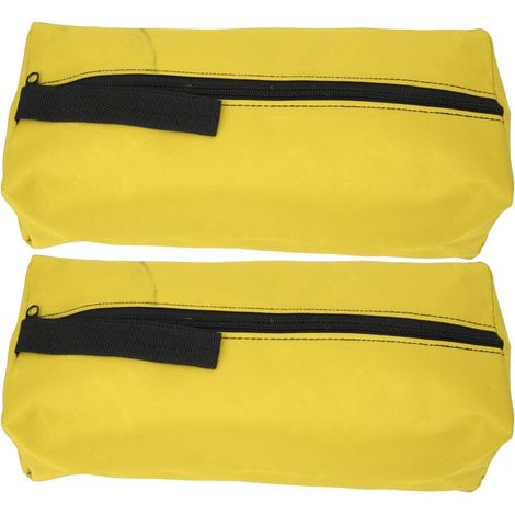 Bolsa de herramientas de poliéster con cremallera, ideal para guardar llaves y destornilladores al aire libre. Color amarillo.