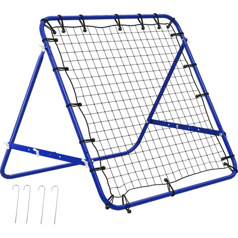 HOMCOM red de rebote de fútbol con ángulo ajustable y 20 cuerdas elásticas, tubo metálico, fácil de instalar, para fútbol, béisbol, 96x80x96 cm, azul (1/5)