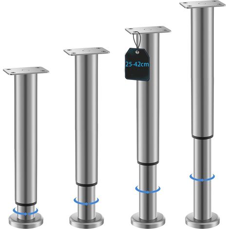 Set mit 4 verstellbaren Möbelfüßen, höhenverstellbar von 25-42 cm, Möbelfüße für Schränke, TV-Ständer, Betten, Sofas, Nachttische (1/5)