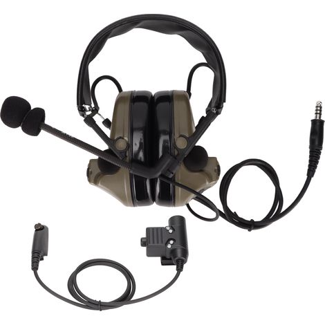 Casque militaire avec protection auditive et connecteur U94 PTT pour Motorola GP338, GP328, GP340, GP380 - Vert armée (1/5)