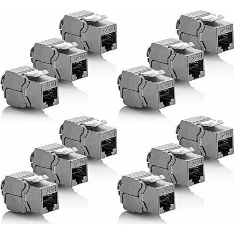 Prise STP Non Blindée RJ45 - Module Haute Vitesse CAT 6a 10 Gbit/s - Pour Installation Murale ou Panneau - Lot de 12 (1/5)