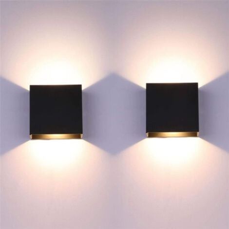 2er-Pack Wandleuchte für den Innenbereich, 6 W, 10 x 10 x 10 cm, LED, dekorative Wandlampe, warmweiß, für Schlafzimmer, Flur, Wohnzimmer, Schwarz