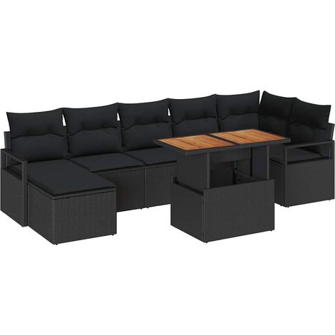 Garden Dining Set with Cushion 8 pcs Black and Brown vidaXL (1/5)