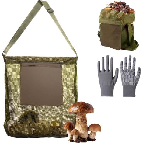 1 Sac Cueillette,Maille Respirante,Gants Protection,Sangle Réglable,Randonnée Camping