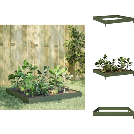 Lit surélevé de jardin vert olive 100x100x18,5 cm acier - Lit Surélevé De Jardin - Lits Surélevés De Jardin - Lit Surélevé - Lit De Jardin Surélevé (1/5)