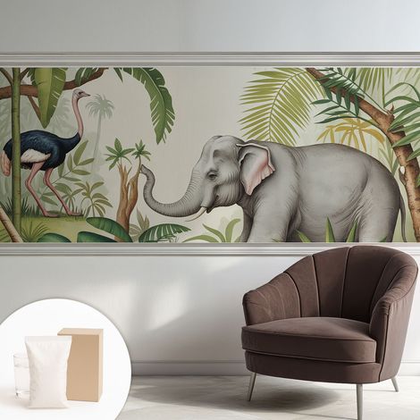 Carta Da Parati In Vlies Decorativa Per Pareti - Con Motivi Moderni - Con Colori Intensi - Per Ufficio Scena esotica 250x104 cm (1/5)