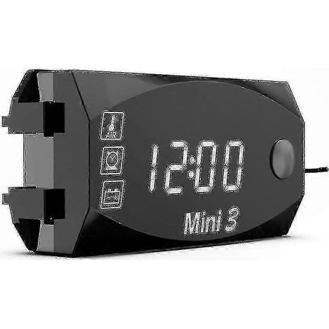 Horloge numérique 3 en 1 pour moto, voltmètre et thermomètre : accessoire pour la rénovation de motos (blanc) (1/4)