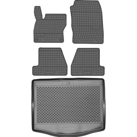 Juego de alfombrillas de goma para coche y alfombrilla para maletero para Ford Focus III Hatchback (2011-2017).