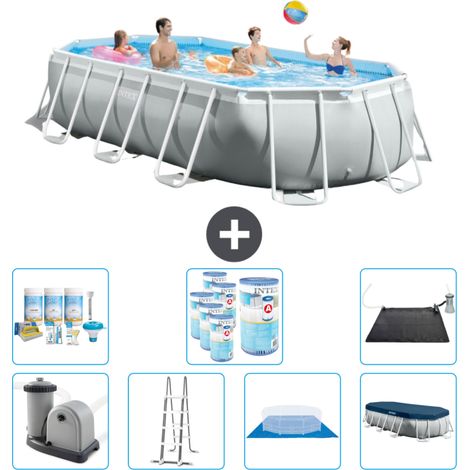 Piscine Intex Oval Prism Frame - 503 x 274 x 122 cm - Grise -  Comprend des Accessoires CB44