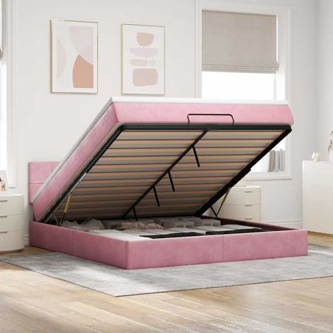 Ottoman-Bett mit Matratze Rosa 180x200 cm Samt (1/5)