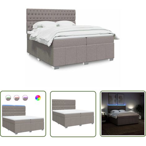 vidaXL Boxspringbett mit Matratze Taupe 200x200 cm Stoff