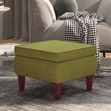 Taburete con patas de madera terciopelo verde claro vidaXL (1/5)