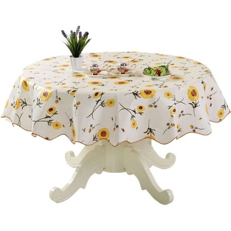 Nappe ronde imperméable et lavable en vinyle – Ruibeauty – 183 cm, motif tournesol (1/5)