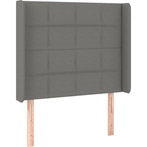 Testiera Testata del letto ad Orecchio Grigio Scuro 83x16x118/128 cm in Tessuto (1/4)