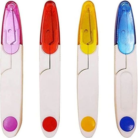 Coupe Fil Couture,4 PCS Cisailles à Coudre pour Couper Le Fil avec Couvercle Coupe-Fil à Coudre Cisailles à Fil en Forme de U en Plastique pour Couture sur Mesure à Broder DIY (1/5)