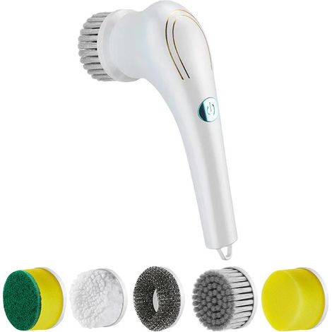 Brosse de nettoyage électrique portative multifonction 5 en 1, outil de cuisine et salle de bain étanche, Rechargeable par USB, pour le lavage de la vaisselle des