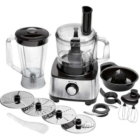ProfiCook PC-KM 1063 robot de cocina compacto, cortar, amasar, mezclar, accesorio para prensar cítricos, 1,2L, apertura de rellenado, con función turbo incl. 11 accesorios, 1200W (1/5)
