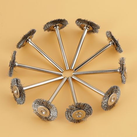 Lot de 10 mini brosses métalliques de polissage de 22 mm en acier inoxydable pour meuleuse et outil rotatif (1/5)