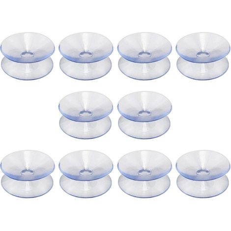 Lot de 10 ventouses double face en caoutchouc de silicone pour dessus de table - Ventouse transparente sans crochets - Compatible avec plateau en verre - Taille : 35 mm