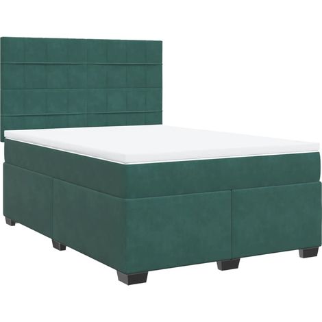 vidaXL Giroletto a Molle con Materasso Verde Scuro 140x190 cm Velluto (1/5)