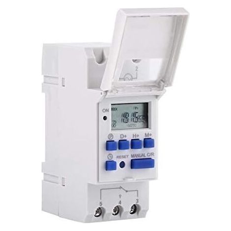 Minuterie numérique programmable, écran LCD, minuterie hebdomadaire, avec rail DIN (220 V) (1/4)