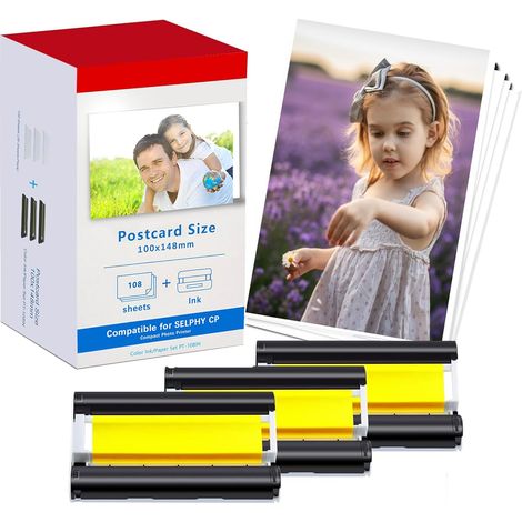 Remplacement pour Canon CP1500 Papier Photo et Cartouche KP-108IN 3115B001(AA), Compatible avec Selphy CP1300 CP1200 CP1500 CP1000 CP910, 3 Cartouche d'encre 108 Papiers (100 x 148mm) (1/5)