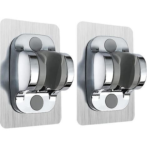 Supporto per doccetta senza foratura, supporto da parete ad angolo regolabile, impermeabile, adesivo potente, supporto doccia universale per bagno (argento, 2 pezzi) (1/5)