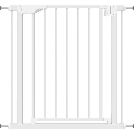 Barrière escalier sans perçage fermeture automatique sécurité enfants cuisine 76-82x76 cm blanche 90x