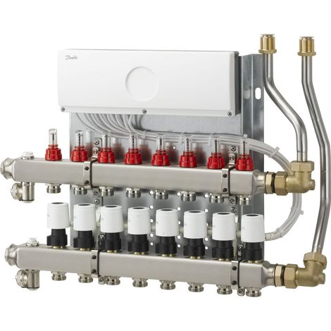 Collecteur de chauffage au sol SGC-4 4 circuits, Icon230V, TWA, indicateur de débit.