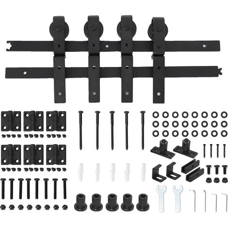 Kit de herrajes para puertas plegables, acero resistente, fácil instalación (hágalo usted mismo), color negro. (1/2)