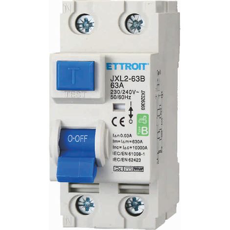 ETTROIT JX326369 Reiner Differential-Leistungsschalter 2P 63A 30mA KURVE B 6KA AC/DC 220V