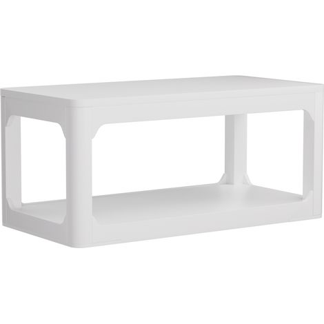 Tavolino da salotto bianco da 100 cm con doppio ripiano, MDF, 100 x 50 x 44,5 cm (1/5)