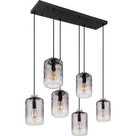 Lampe suspendue lampe de table à manger lampe de salon en verre fumé noir H 150cm (1/5)