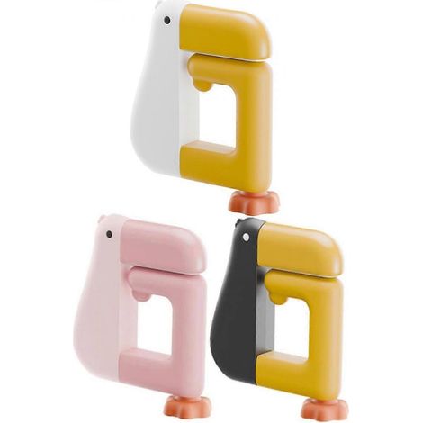 Crochets de bureau détachables en forme de canard – crochets pour portefeuille et clips pour pochettes sans perçage, adaptés à l'organisation du bureau/de l'école. (1/5)