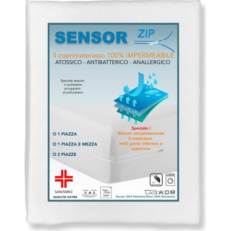 Coprimaterasso Impermeabile Integrale con cerniera Zip SENSOR 2 PIAZZE