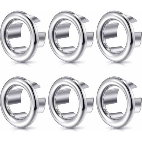 Lot de 6 pièces d'anneaux de débordement d'évier, conçus pour les éviers de lavage de salle de bains et de cuisine