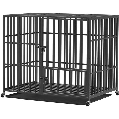 XL Gabbia per Cani Grande Gabbia Kennel in Metallo per Cani Box Gabbia con Ruote per Cani Indistruttibile Anti-morso 107x77,5x 88,5cm