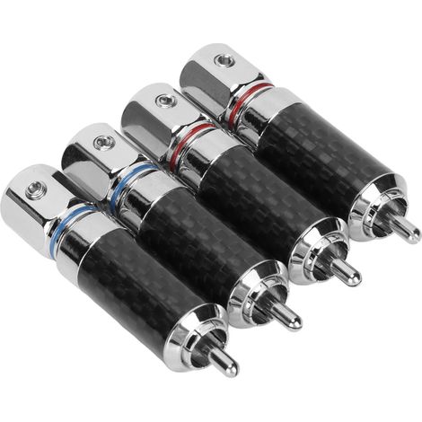 Connecteurs RCA en laiton chromé à souder - 4 pièces pour câbles jusqu'à 10mm