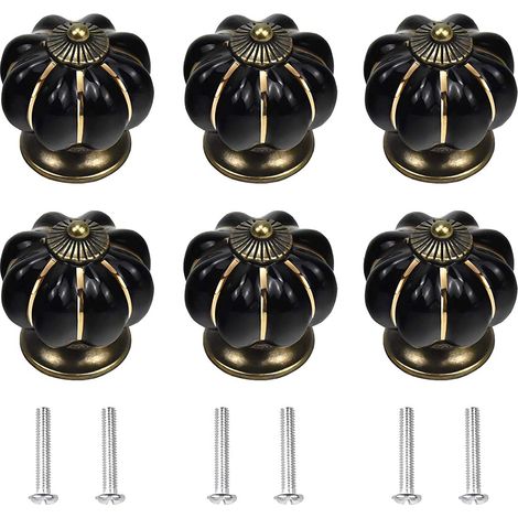 6 Morceaux Bouton De Meubles, Bouton De Placard, Boutons De Portes Tiroirs Poignée, Poignées De Placard En Céramique, Accessoires Avec Vis, Pour Placard Armoire Cuisine, Chambre D'Enfant (1/5)