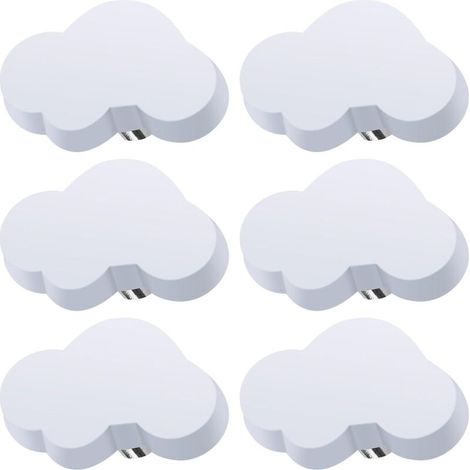 Set mit 4 wolkenförmigen Schubladengriffen, Kindermöbelgriffen, Gummigriffen für Mädchen und Jungen, für Schrankgriffe, Schubladen, Kinderzimmer (Weiß)