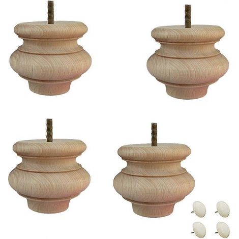 Massivholz-Möbelbeine, unbehandelte Kugelfüße, runde Sofafüße aus Holz, für Bett, Couch, Schrank, Bank, Stuhl, Hocker, Tisch, TV-Ständer (Lov-F-Clear)